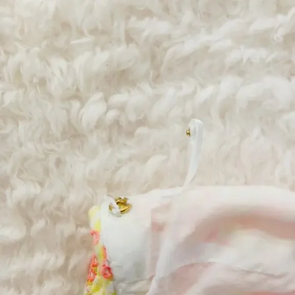 Blouse Lilly Pulitzer Seersucker Orange Yellow Puff Sleeve Coquette Fairy Sz XXS - Picture 15 of 16